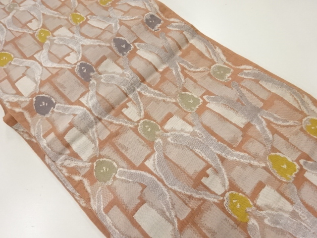 JAPANESE KIMONO / ANTIQUE FUKURO OBI / SILK / WOVEN ABSTRACT PATTERN